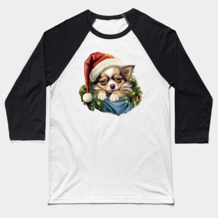 Lazy Chihuahua Dog at Christmas Baseball T-Shirt